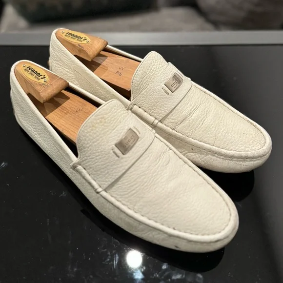 Gucci Leather Driving Shoes in White - Men’s (8.5) - Picture 2 of 13
